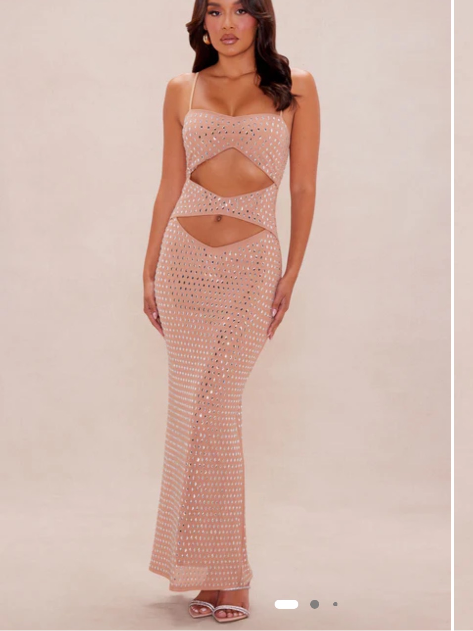 Fashion Nova Nude/Combo Shimmering Lights Embellished Maxi Dress Brand New Nwt!